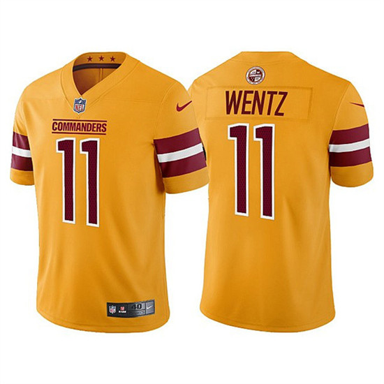 Men & Women & Youth Washington Commanders 11 Carson Wentz Gold Vapor Untouchable Stitched Football Jersey